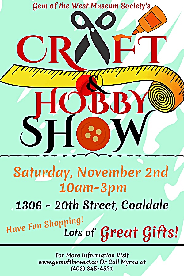 Hey everyone! Just a reminder that our craft show is on November 2nd! There are still a few spots available for vendors, be sure to sign up soon. It's going to be a fantastic event, and we can't wait to see all the amazing talent on display. 
Contact Myrna @ (403) 345-4521