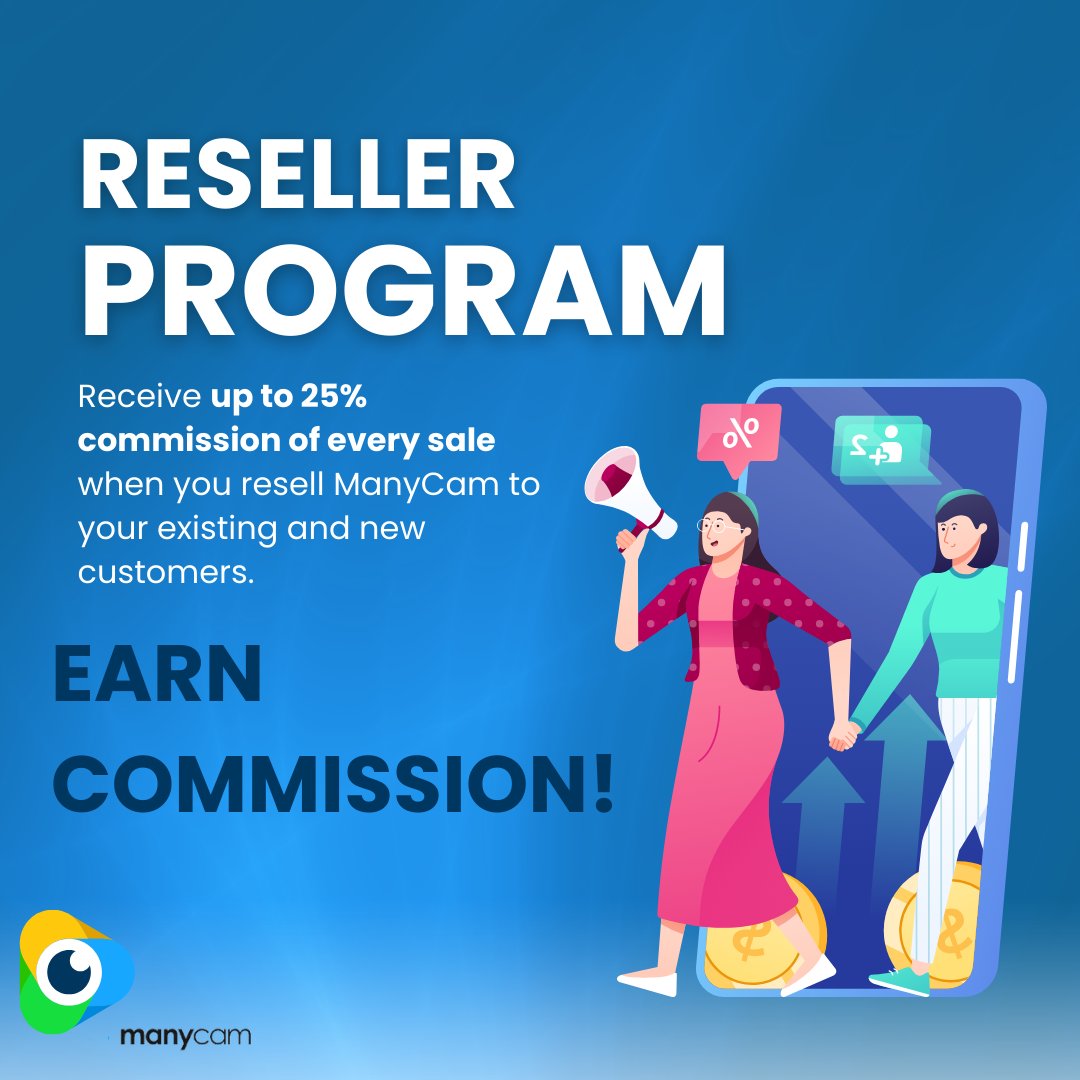 ManyCam's tweet image. Unlock your earnings potential with ManyCam! Resell to your network and bag up to 25% commission on every sale. Ready to boost your earnings? 🚀 #ManyCam #ResellerProgram #Commission #ManyCamResellerProgram