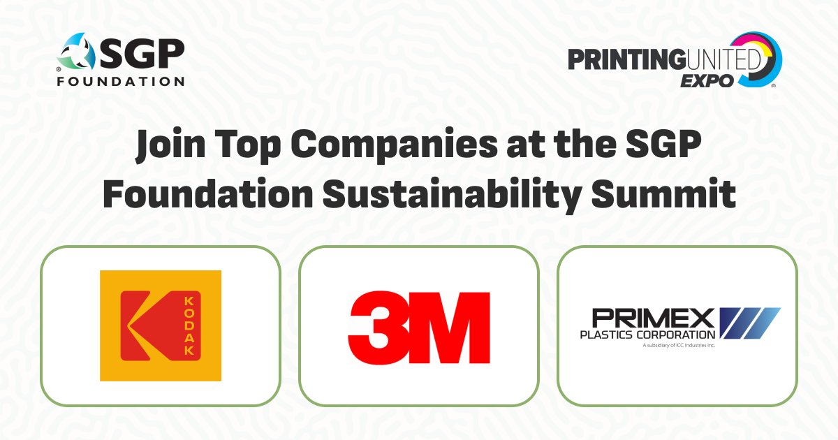 Don’t miss the chance to connect with top companies like <a href="/Kodak/">Kodak</a>, <a href="/PrimexPlastics/">Primex</a>, and <a href="/3M/">3M</a> at our upcoming Sustainability Summit on September 9th in Las Vegas at the <a href="/PRINTINGUnited/">PRINTING United Alliance</a> Expo! Register today to reserve your spot: eventbrite.com/e/2024-sustain…