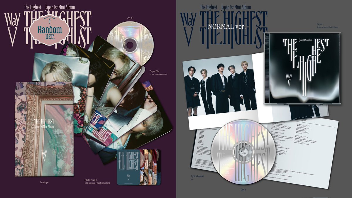 WayV Japan 1st Mini Album『The Highest』- Album Detail

1. DUEL Ver.
2. PARTY Ver.
3. SOLO Ver. 
4. RANDOM Ver.
5. NORMAL Ver. 

Naksir sing endi lur?? 

#TheHighest #WayV_TheHighest