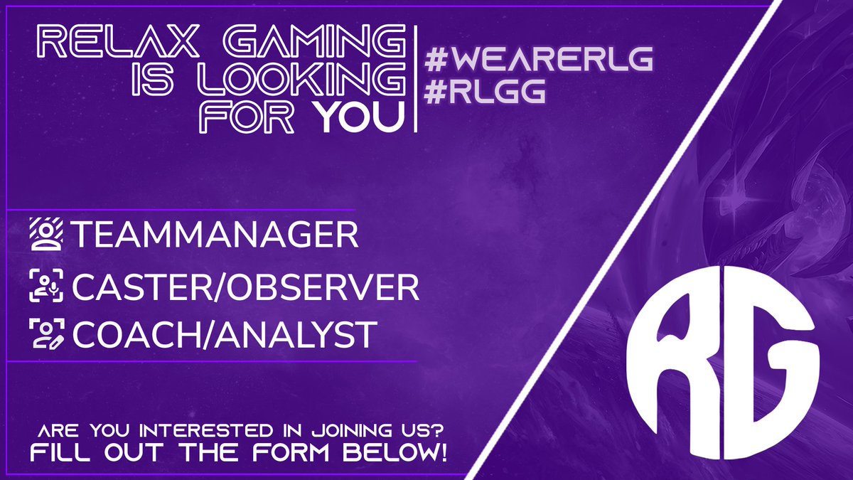 Relax Gaming is looking for YOU as our new Staff!

What we offer:

- Teams that plays 3+ times a week
- DIV 4 Roster's
- Teams looking for long term goals
- A nice and open Community
- Official games being casted and so on!

Coach
Requirements:

- Drafting
- Notes &amp; VOD Reviews
-