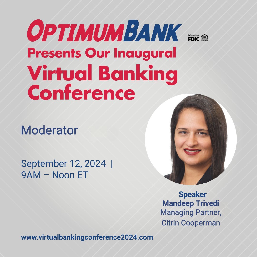 Optimum_Bank's tweet image. 🌟 Proud to have Mandeep Trivedi leading our FLVS Practice at Citrin Cooperman! With 20+ years of experience, she excels in business valuations & financial analysis across diverse sectors. #Leadership #Valuation #Forensics #Litigation