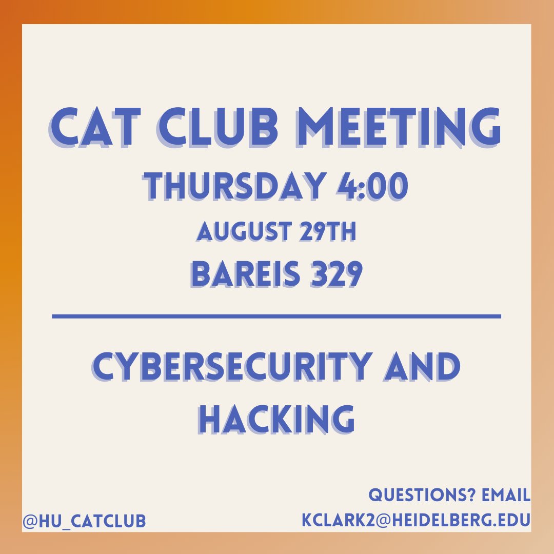 Come join us today in Bareis 329 at 4:00 as we discuss national security breaches, the effect of Operation Aurora on cybersecurity, and older spyware like Bonzi Buddy!