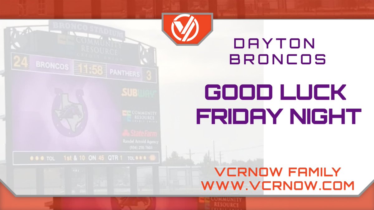 Hwy. 90 Rivalry is back on the books.  Good luck <a href="/DISDBroncoPride/">Dayton ISD</a> <a href="/JerryPrieto8/">Coach P</a> from the VCRNOW family. <a href="/VCRNOW/">VCRNOW</a> provides a great game-night experience with video scoreboards and audio. Call us today for a consultation.
<a href="/THSCAcoaches/">THSCA</a> <a href="/OfficialTHSADA/">THSADA</a> <a href="/texashsfootball/">Texas HS Football</a> <a href="/CoachNations/">Jeff Nations - Sales and Solutions Specialist</a>
