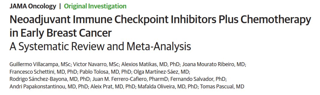 Neoadjuvant ICI therapy is associated with an enhanced pCR rate in patients with early-stage TNBC and PD-L1+ HR+/ERBB2- tumors

A Systematic Review and Meta-Analysis 
🔗shorturl.at/gst2W

#beSOLTI #breastcancer