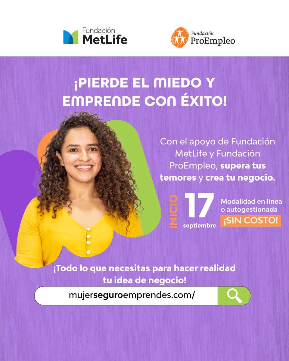 Pierde el miedo con Fundación MetLife México y Fundación ProEmpleo.💜
¡Todas las herramientas y conocimientos necesarios para que tu idea de #negocio sea una exitosa realidad! 😊😱
Regístrate en el siguiente enlace sin costo👉lnkd.in/eZQjPh5S