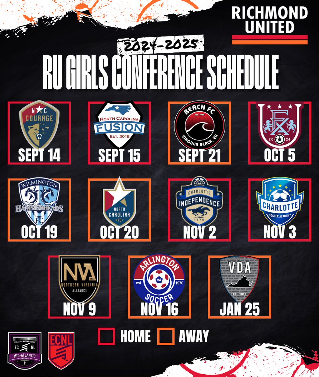 We're excited to announce our @ecnlgirls Mid-Atlantic Conference schedule! 👀⤵️