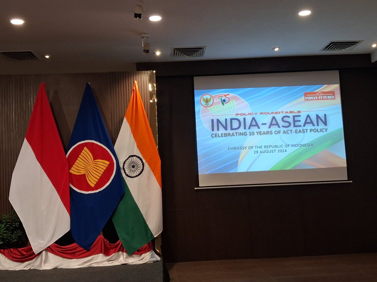 Gurjit Singh (@ambgurjitsingh) on Twitter photo Delighted to chair an interesting session today on #India-<a href="/ASEAN/">ASEAN</a> 10 years of the #ActEastPolicy at the #Indonesia Embassy organised by #indiafuture
With Dr <a href="/Prabir_India/">PRABIR DE</a> Prof RIS & Dr <a href="/Ariman/">Aris Espinosa</a> ED <a href="/cseas_indonesia/">CSEAS Indonesia</a> Jakarta. <a href="/KBRI_NewDelhi/">IndonesianEmbassy ND</a> <a href="/indiatoasean/">India at ASEAN</a> <a href="/theaseanmagz/">The ASEAN Magazine</a> <a href="/aseanstrategic/">ASEAN Strategic</a> Delighted to chair an interesting session today on #India-<a href="/ASEAN/">ASEAN</a> 10 years of the #ActEastPolicy at the #Indonesia Embassy organised by #indiafuture
With Dr <a href="/Prabir_India/">PRABIR DE</a> Prof RIS & Dr <a href="/Ariman/">Aris Espinosa</a> ED <a href="/cseas_indonesia/">CSEAS Indonesia</a> Jakarta. <a href="/KBRI_NewDelhi/">IndonesianEmbassy ND</a> <a href="/indiatoasean/">India at ASEAN</a> <a href="/theaseanmagz/">The ASEAN Magazine</a> <a href="/aseanstrategic/">ASEAN Strategic</a>