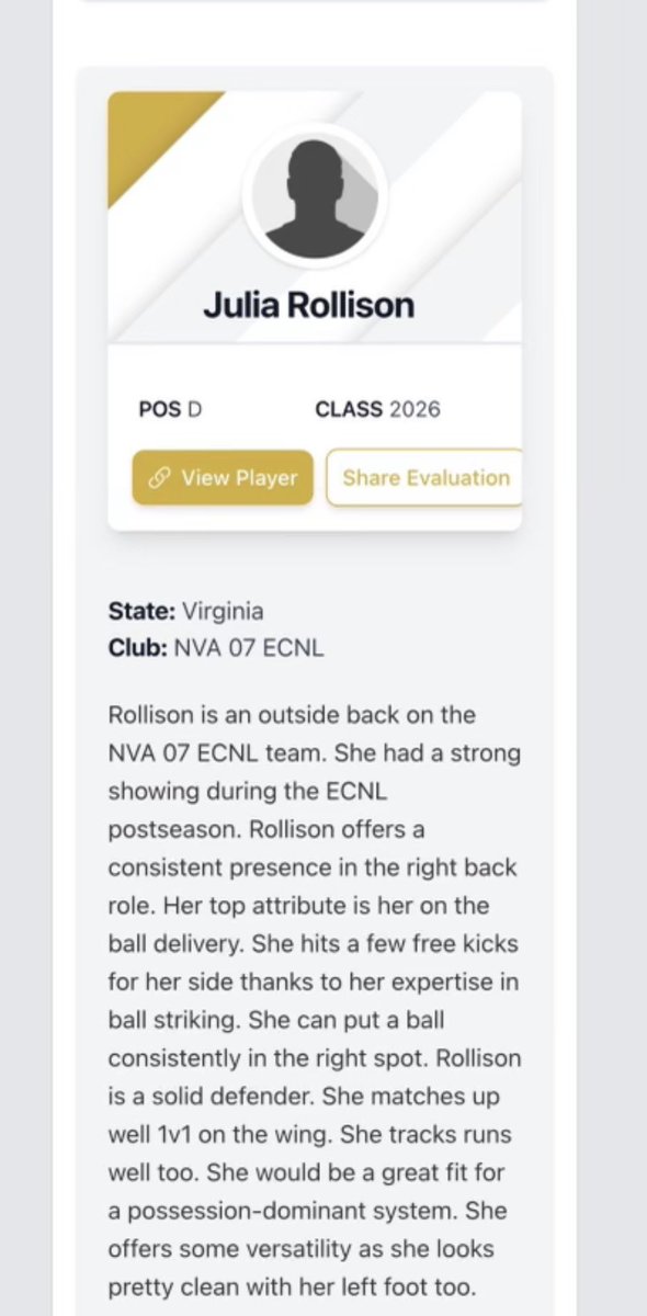 Julia Rollison 2026 (@juliarollo39) on Twitter photo Thank you so much to <a href="/PrepSoccer/">Prep Soccer ⚽️</a> for the recognition along with some of my <a href="/AllianceECNL07/">Northern Virginia Alliance ECNL 2007</a> teammates. Also thank you for the write up below! Thank you so much to <a href="/PrepSoccer/">Prep Soccer ⚽️</a> for the recognition along with some of my <a href="/AllianceECNL07/">Northern Virginia Alliance ECNL 2007</a> teammates. Also thank you for the write up below!