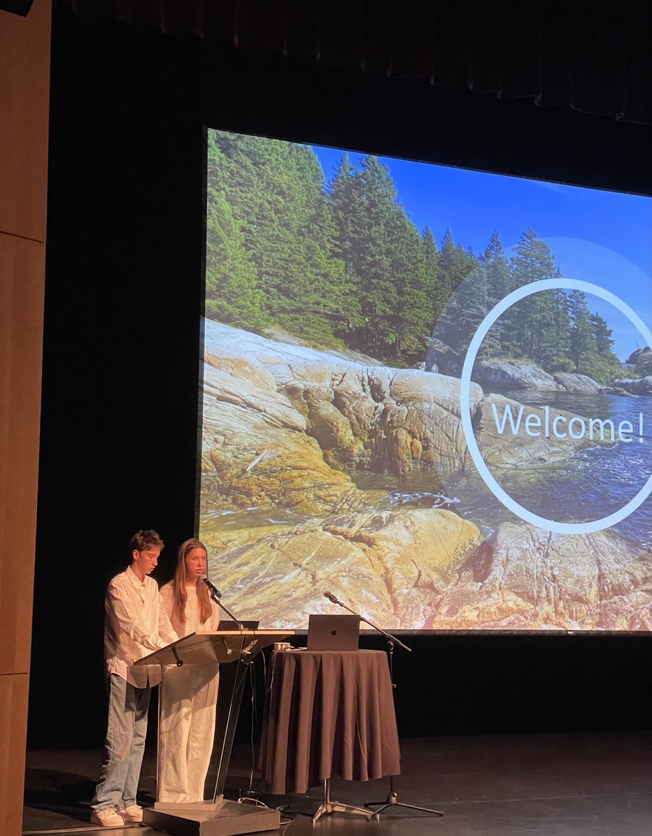 Proud of PJ Alumni and Rockridge students, August and Tatyana, for their beautiful Indigenous acknowledgement at Opening Day ⁦<a href="/WestVanSchools/">WestVanSchools</a>⁩