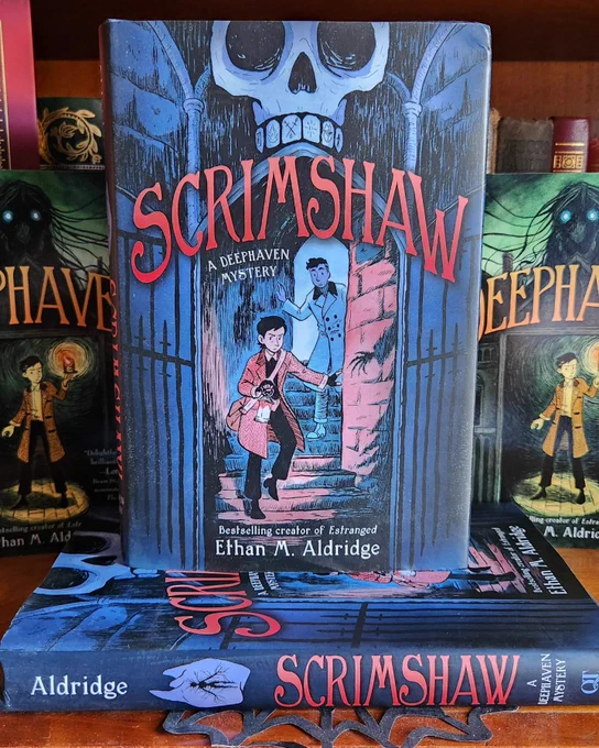 Scrimshaw will be out in a few days! I really love writing the Deephaven Mystery series, and I really want to write more. The only way that happens is if the publisher sees enough enthusiasm. So if you want to support queer all-ages gothic horror, please order your copies NOW! 