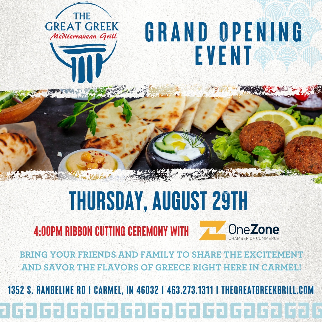 The Great Greek Grill (@greatgreekgrill) on Twitter photo #CarmelFoodies, this one's for you! 🌯 Join us TODAY at 4 PM for The Great Greek Mediterranean Grill Grand Opening! Ribbon cutting with <a href="/onezonechamber/">OneZone Chamber</a>. Enjoy authentic Mediterranean flavors & support local franchise owner Omar Usmani. We can't wait to see you! ✨ #CarmelEvents #CarmelFoodies, this one's for you! 🌯 Join us TODAY at 4 PM for The Great Greek Mediterranean Grill Grand Opening! Ribbon cutting with <a href="/onezonechamber/">OneZone Chamber</a>. Enjoy authentic Mediterranean flavors & support local franchise owner Omar Usmani. We can't wait to see you! ✨ #CarmelEvents