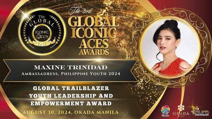 Congratulations! @maxinetrinidad_ 'Global Trailblazer Youth Leadership and Empowerment Award'.

The 3rd Global Iconic Aces Awards.