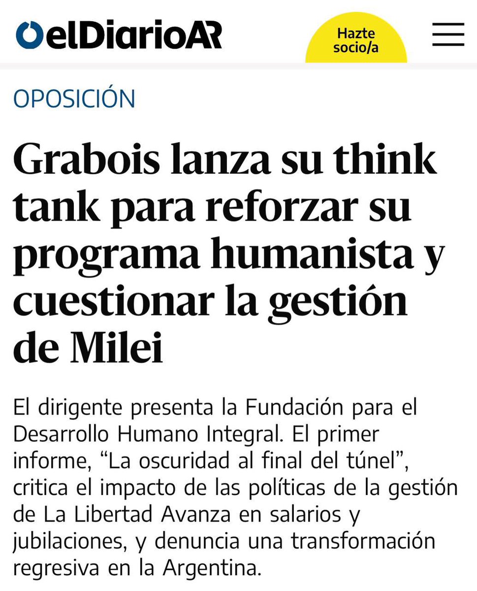 JuanGrabois's tweet photo. Este viernes lanzamos la Fundación Desarrollo Humano Integral, nuestra usina de elaboración de políticas para una Argentina Humana. La Fundación publicó su primer informe “La oscuridad al final del túnel: Un balance político y de gestión sobre los primeros meses del gobierno de Javier Milei“ que incluye un minucioso análisis del ajuste y la miseria planificada. Lo pueden descargar en: https://t.co/FG8jdEFrHo
