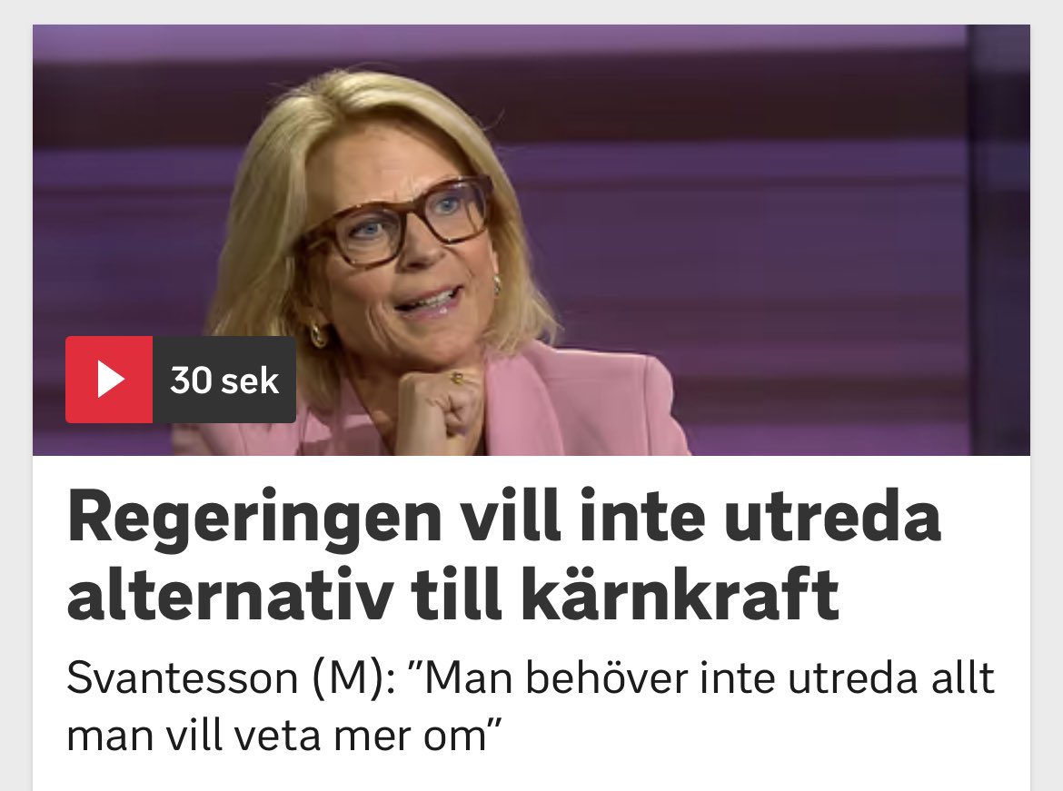 TonyJohansson78's tweet image. Nej, men om man, som regeringen och SD, tänker ösa iväg 300 miljarder av skattebetalarnas pengar på att gynna ett kraftslag och cementera höga el-priser för lång framtid så vore det bra att veta om det finns andra, mer effektiva alternativ.
Så skulle en seriös regering agera.