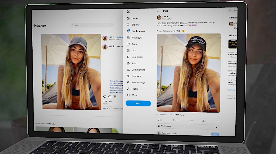 <a href="/CNN/">CNN</a> with <a href="/Cen4infoRes/">Centre for Information Resilience</a> identified 56 fake accounts, with at least 17 using images of real women without their consent to promote a pro-Trump agenda ahead of the #2024election. tipaz.org/latest-news/zx…