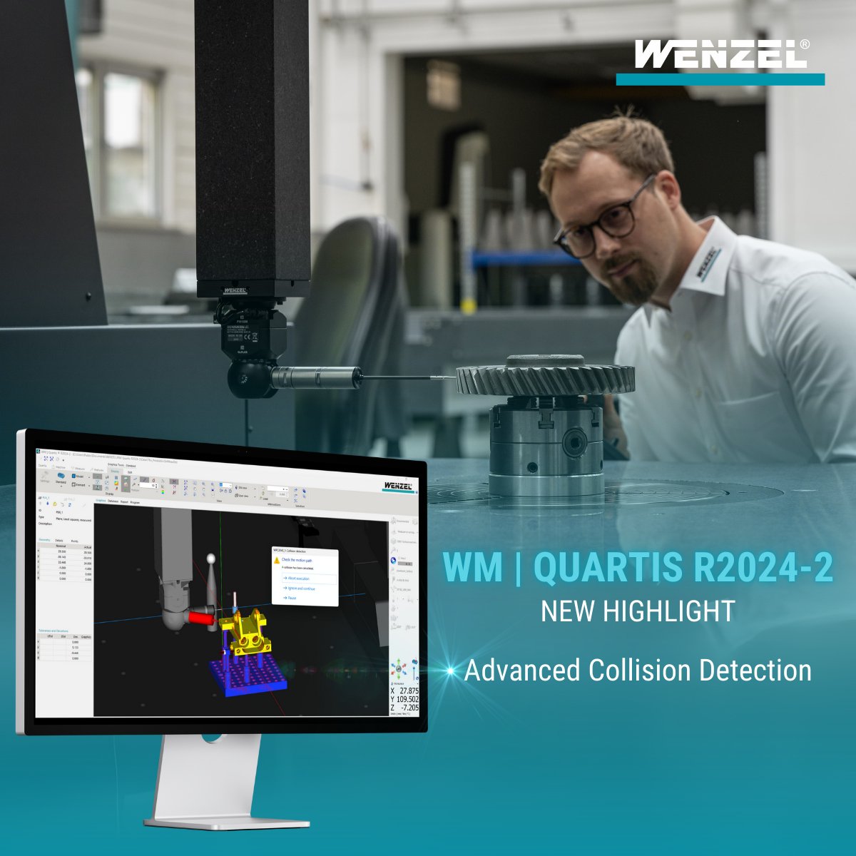 WENZELGROUP's tweet image. Our Latest WM | Quartis R2024-2 Version includes extended collision detection that considers the entire coordinate measuring machine
👉 Learn more about the improvements: shorturl.at/fdCZm
#CollisionDetection #3DMeasurement #SoftwareRelease #Quartis #MeasuringSoftware