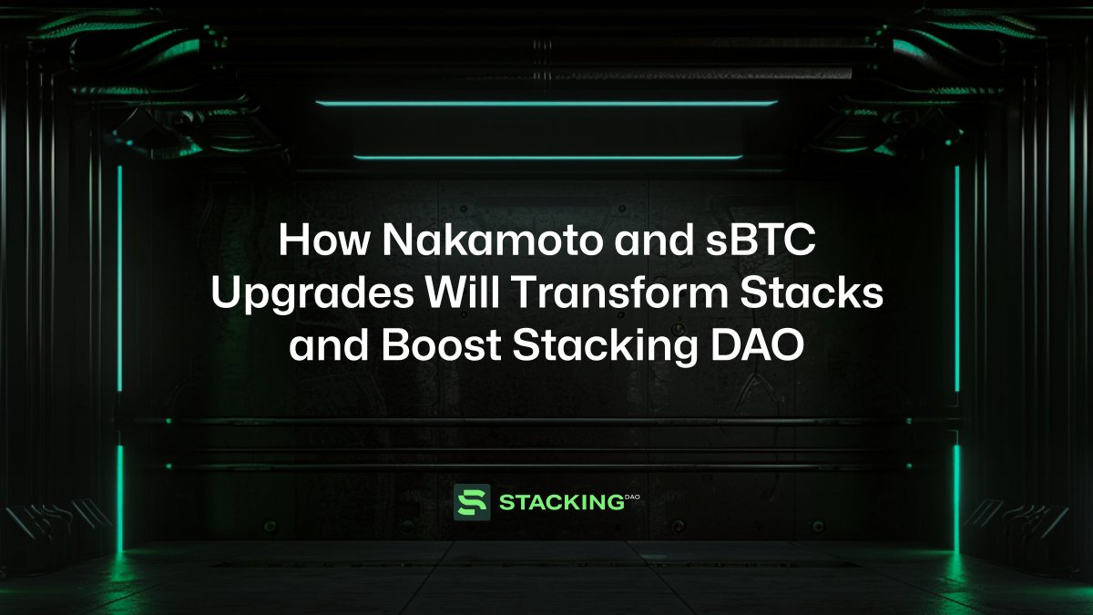 StackingDao's tweet photo. The Nakamoto and sBTC upgrades will mark a new era for Stacks. 🧪

They could bring millions of dollars of new inflows into the ecosystem. 🌊

Find out how these releases could supercharge Stacking DAO’s growth.

🧵 ⬇️ https://t.co/L7z9U5RJfv