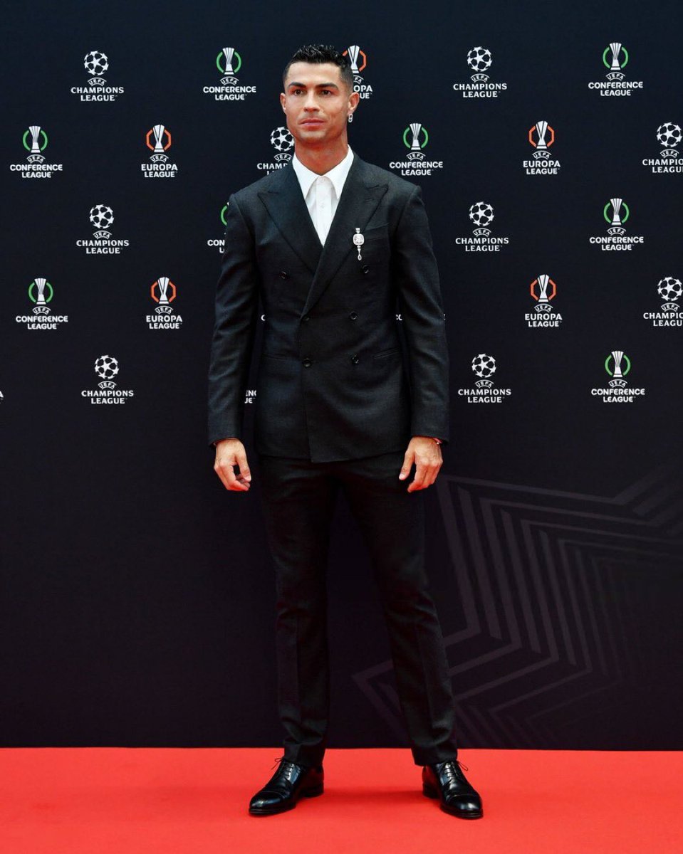 Dagreatdey4you's tweet photo. Cristiano Ronaldo, the undisputed "Mr. Champions League" 🐐, has made his grand entrance at the #UCLdraw. https://t.co/JO3XAEc8F6