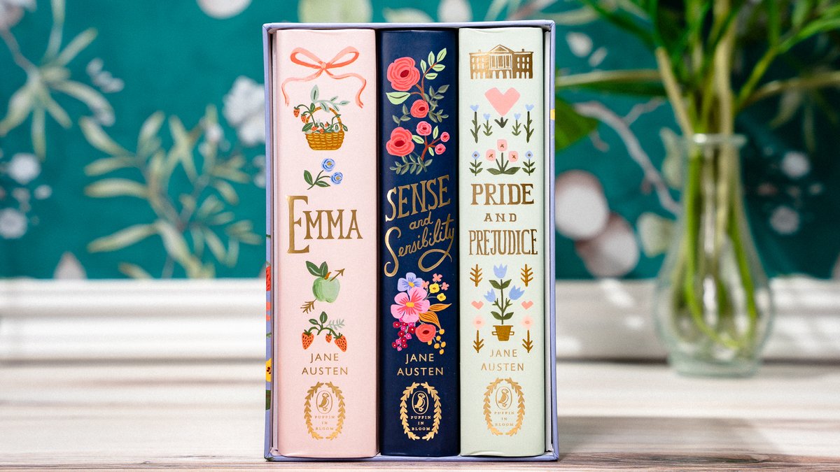 PenguinTeen's tweet image. The stunning new Jane Austen Boxset, illustrated by @RiflePaperCo's Anna Bond, is on shelves today! 🎉