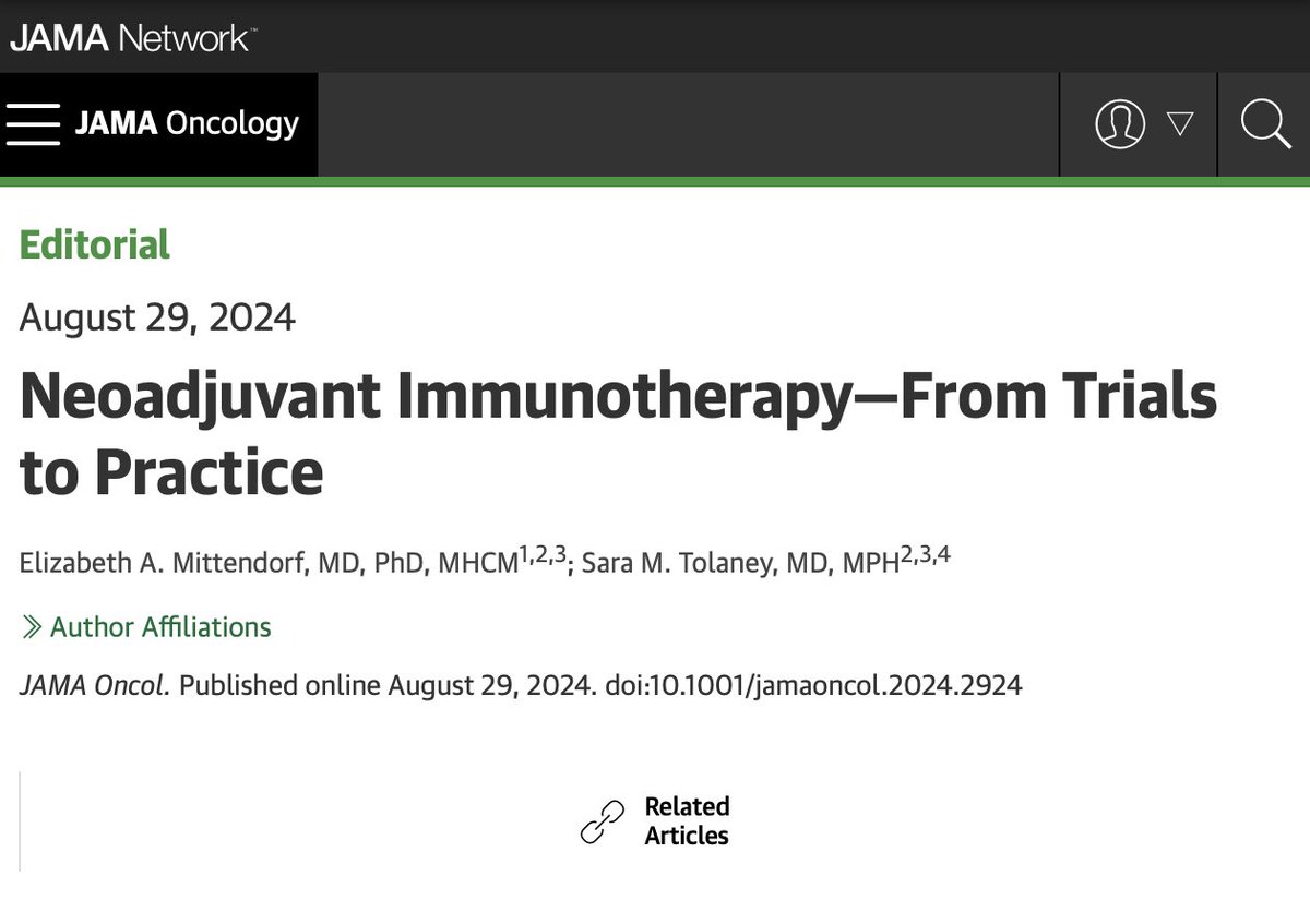 OncoAlert (@oncoalert) on Twitter photo Neoadjuvant Immunotherapy—From Trials to Practice out on <a href="/JAMAOnc/">JAMA Oncology</a> by <a href="/EMittendorfMD/">Dr. E Mittendorf</a> and our @oncoAlert #BreastCancer Faculty <a href="/stolaney1/">Sara Tolaney</a> of <a href="/DanaFarber/">Dana-Farber</a> 🇺🇸
Immunotherapy, particularly immune checkpoint♟️ inhibition, has become a key🔑component of #cancer treatment, with approvals Neoadjuvant Immunotherapy—From Trials to Practice out on <a href="/JAMAOnc/">JAMA Oncology</a> by <a href="/EMittendorfMD/">Dr. E Mittendorf</a> and our @oncoAlert #BreastCancer Faculty <a href="/stolaney1/">Sara Tolaney</a> of <a href="/DanaFarber/">Dana-Farber</a> 🇺🇸
Immunotherapy, particularly immune checkpoint♟️ inhibition, has become a key🔑component of #cancer treatment, with approvals