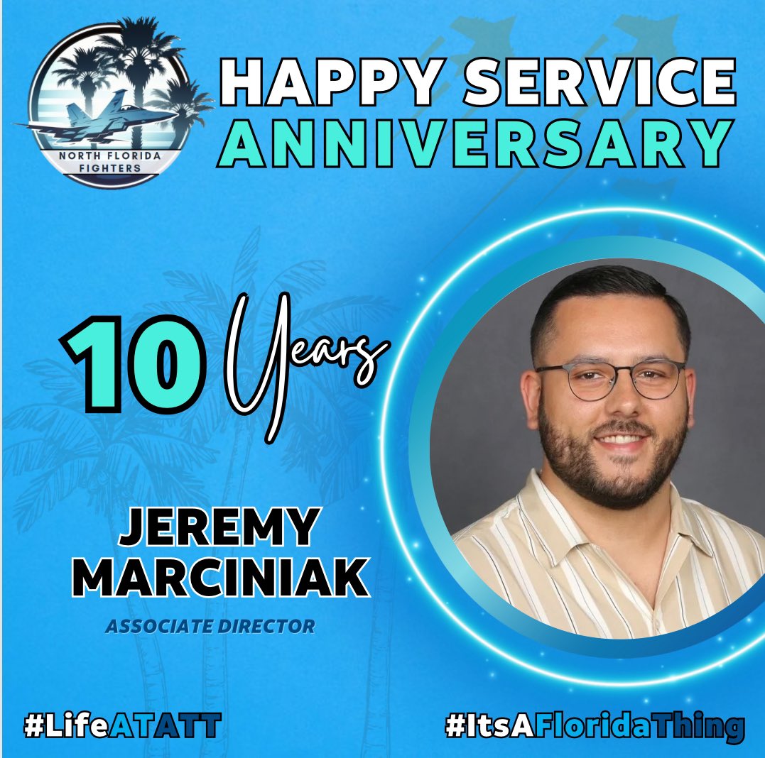 Rosa Morales (@rosamor2014) on Twitter photo Help me wish our very own North Florida Fighter <a href="/jmarciniakk/">Jeremy Marciniak</a> a Happy Service Anniversary!! #OneFLA #LifeAtATT Help me wish our very own North Florida Fighter <a href="/jmarciniakk/">Jeremy Marciniak</a> a Happy Service Anniversary!! #OneFLA #LifeAtATT