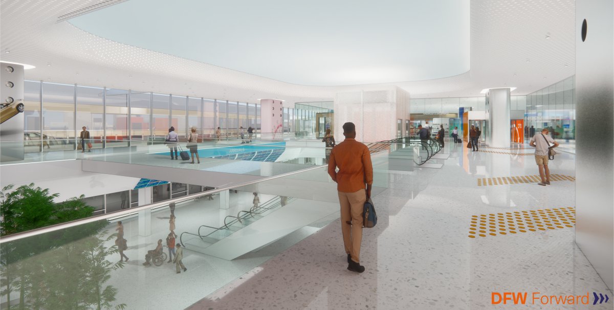 DFWAirport's tweet photo. It’s time to imagine the reimagine! ✨ Today airport leaders, @AmericanAir, and project partners gathered to celebrate the monumental work underway to completely overhaul Terminal C, our busiest terminal, as part of DFW’s historic $9 billion capital plan.

1/2 https://t.co/LS8ImtrrK2