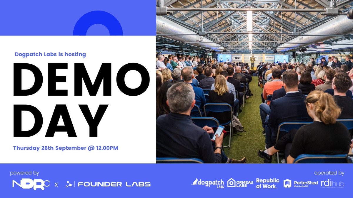 NDRC (@ndrc_hq) on Twitter photo We’re shaking things up for #DemoDay this September 26th in <a href="/dogpatchlabs/">Dogpatch Labs</a>.
A first-of-its-kind event, NDRC Accelerator startups share the stage with their NI counterparts from Belfast’s new @joinfounderlabs cohort.
RSVP now before tickets are sold out: ndrc.click/ce34af We’re shaking things up for #DemoDay this September 26th in <a href="/dogpatchlabs/">Dogpatch Labs</a>.
A first-of-its-kind event, NDRC Accelerator startups share the stage with their NI counterparts from Belfast’s new @joinfounderlabs cohort.
RSVP now before tickets are sold out: ndrc.click/ce34af