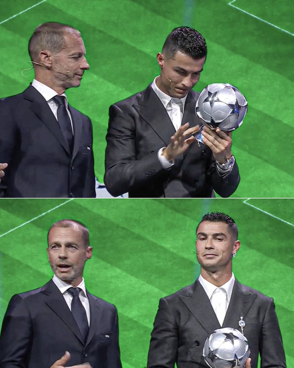 Cristiano Ronaldo com o prêmio de maior artilheiro da história da Champions League 🐐
