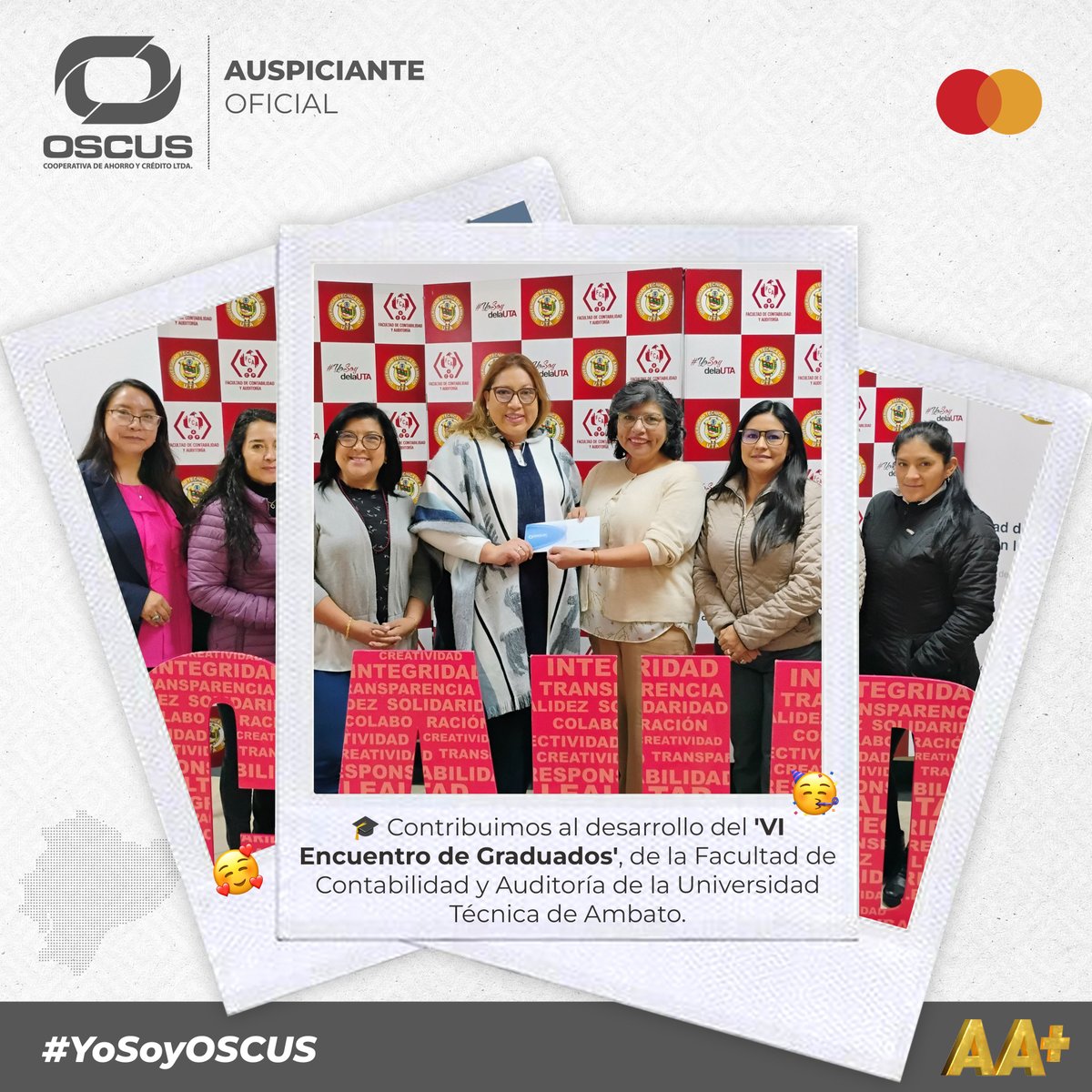 CoopOSCUS's tweet photo. 🎓 Apoyamos el 'VI Encuentro de Graduados' 🎓
En OSCUS estamos comprometidos con el desarrollo profesional. Nos sumamos al VI Encuentro de Graduados de la Facultad de Contabilidad y Auditoría de la Universidad Técnica de Ambato. ¡Juntos construimos el futuro! 📚
#YoSoyOSCUS https://t.co/RMoAFsXXtE