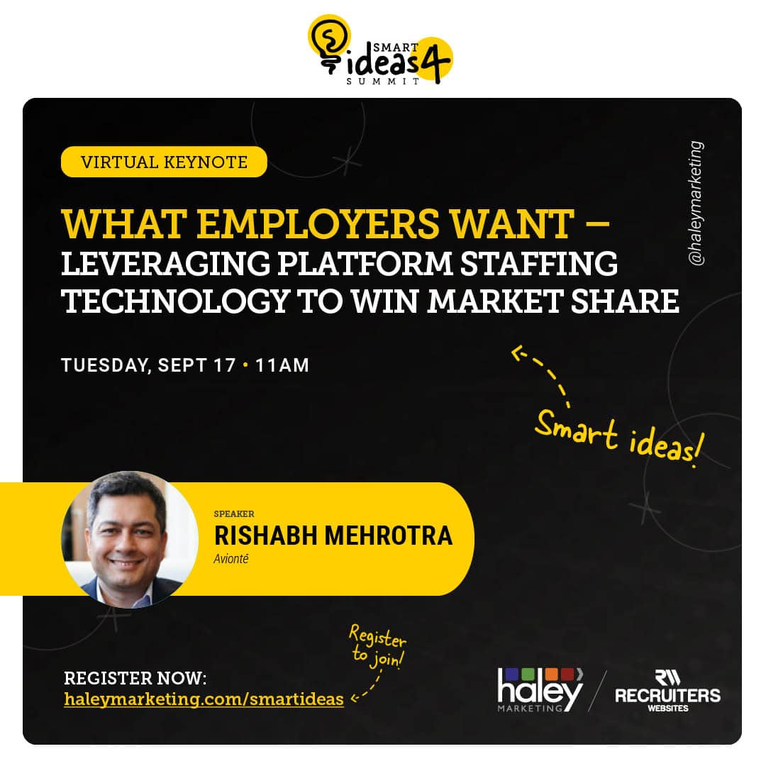 SMART IDEAS Summit 4 Presentation Spotlight: What Employers Want – Leveraging Platform Staffing Technology to Win Market Share dlvr.it/TCXBX0