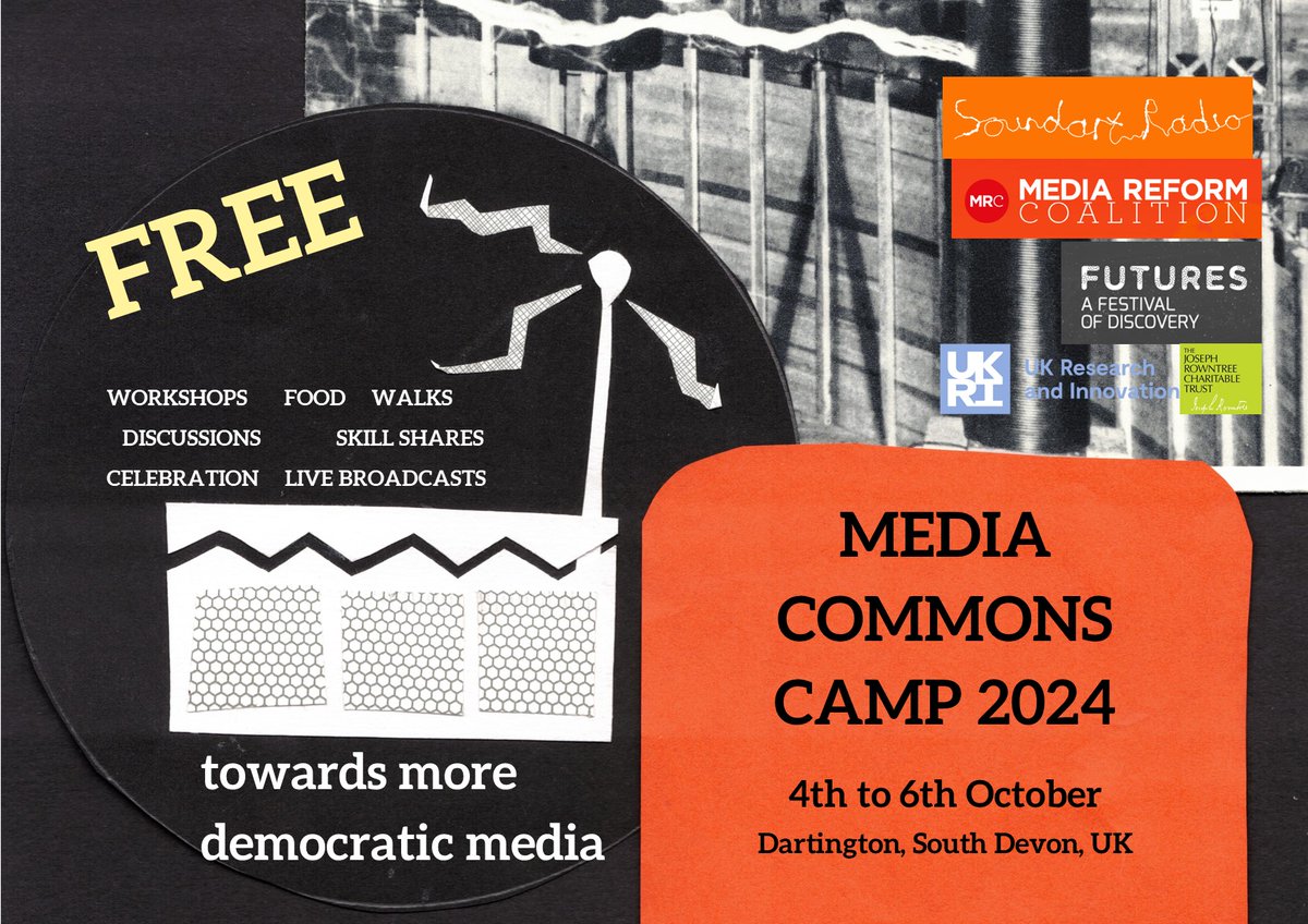 Soundart Radio (@soundartradio) on Twitter photo FREE: Media Commons Camp, Coming up, 4-6th October here at Dartington, more info and booking in the link - forms.gle/gEzUcpjGvSAVL2…
<a href="/mediareformUK/">Media Reform Coalition</a> <a href="/UKRI_News/">UK Research and Innovation</a> <a href="/jrf_uk/">Joseph Rowntree Foundation</a> FREE: Media Commons Camp, Coming up, 4-6th October here at Dartington, more info and booking in the link - forms.gle/gEzUcpjGvSAVL2…
<a href="/mediareformUK/">Media Reform Coalition</a> <a href="/UKRI_News/">UK Research and Innovation</a> <a href="/jrf_uk/">Joseph Rowntree Foundation</a>
