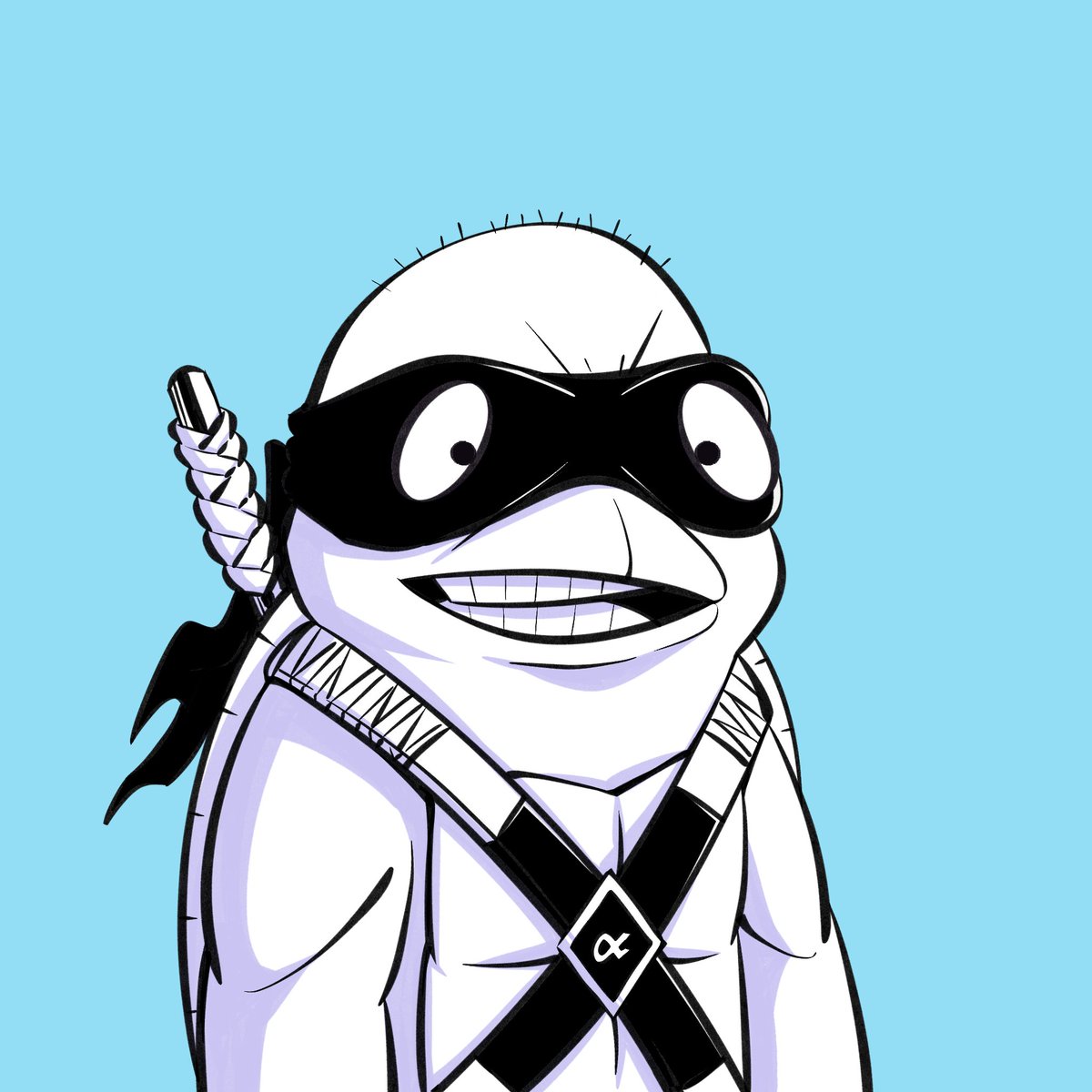 Unveiling Alfa Frens #38

'Middle Age Mutant Ninja Turtle'

Owned by- <a href="/crabcxre/">crabcxre</a> 

Art Concept Breakdown-
- Suffering from visible Male Pattern Balding,
- Sewer AirBNB mafia,
- Did 'April' in May.