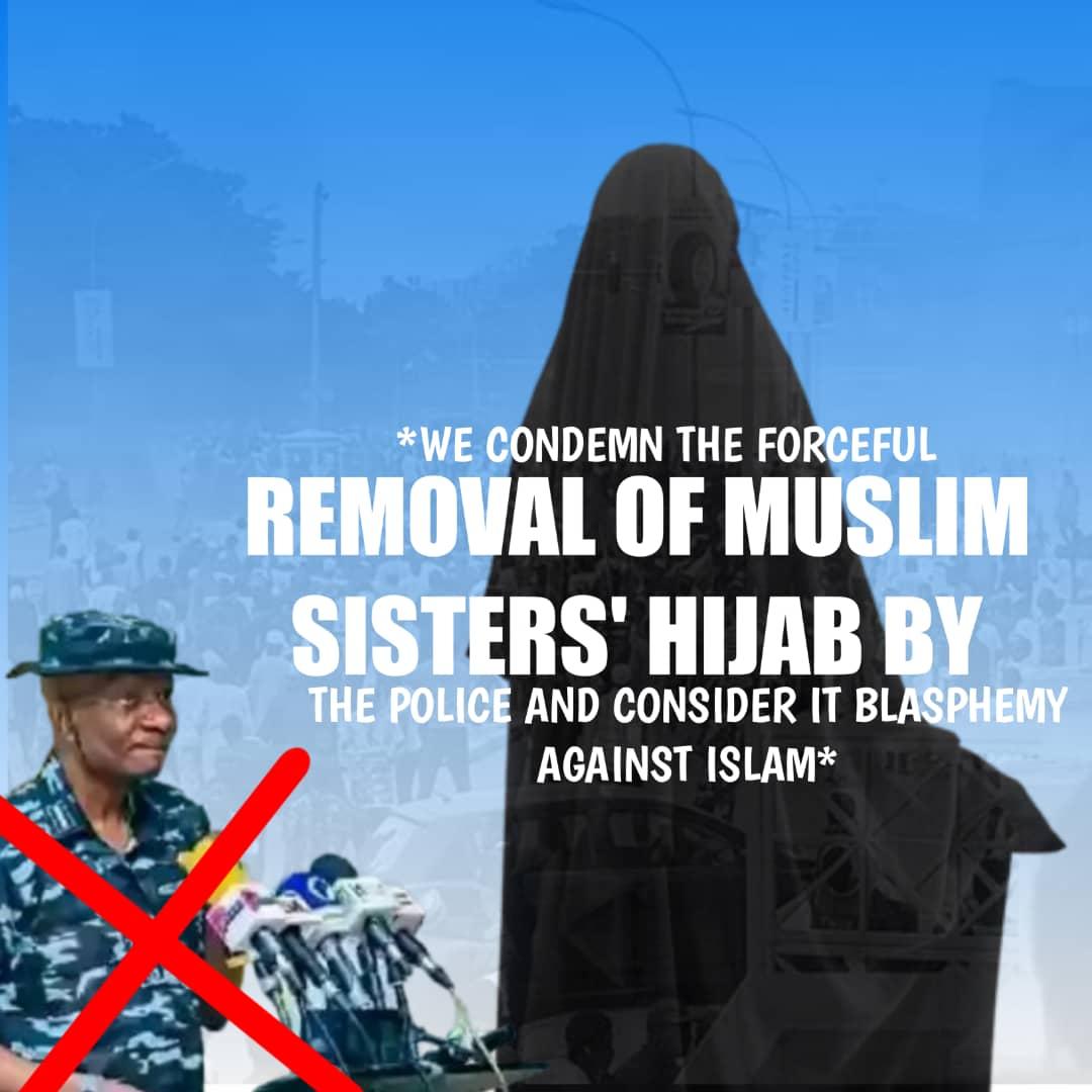 SaniSeedi's tweet photo. "Islam provide Hijab for decency and modesty for women".
Forcing of Hijab removal by Nigerian Police is an abuse and violation of Islamic laws

#PoliceBrutalityAwareness
#NoToHijabRemoval 
#PoliceBlasphemyOnHijab https://t.co/ybU1uReiwd
