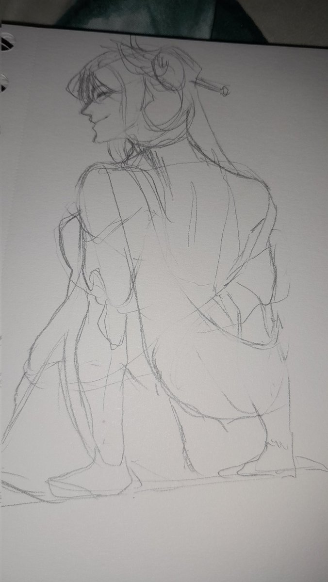 ries_mitz's tweet photo. alright yall im sorry for the long hiatus, im back since i recovered from my break up lol

anw heres a sketch of #Beidou (cant do digital, my pen's nib broke, im ordering some-) https://t.co/fxMNVATFBa