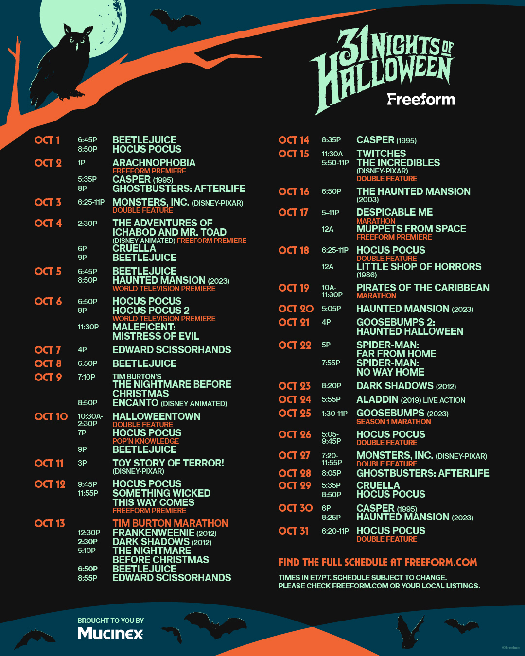 Freeform's 31 Nights of Halloween 2024 Schedule Announced Halloween