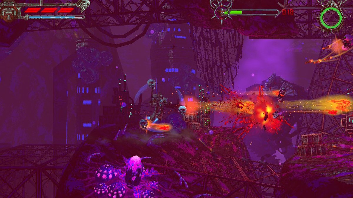 MatthewMarshal7's tweet photo. I’m only a few levels in but this game is perfect so far right down to the gameplay to the art design and can’t forget the music! This is one I’ve been waiting for since it was announced. I cannot wait to play more 🤘 @ValfarisGame @MrAwolf #indiegame #Valfaris https://t.co/STR8E6njJi