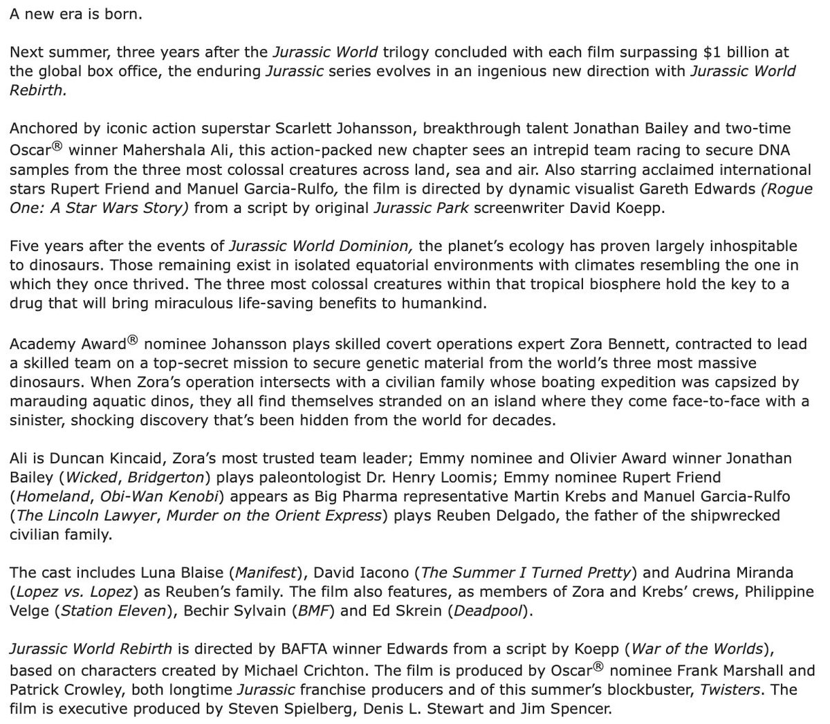 movieposterguy's tweet photo. #JurassicWorldRebirth full synopsis. https://t.co/57mXsG1WEG