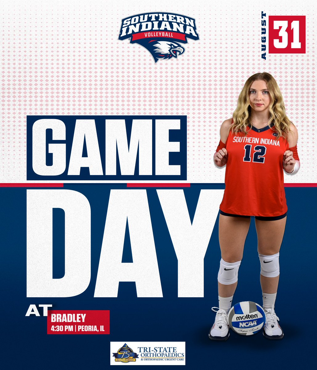 Braves vs. Eagles! <a href="/usiwvolleyball/">USI Volleyball</a> is back in action tonight in Peoria, Illinois at 4:30 p.m. No live broadcast. 

🆚 <a href="/BRADLEYvolley/">Bradley Volleyball</a> 
📍 Peoria, Ill.
🏟️ Renaissance Coliseum
🔗 bit.ly/4cH66xz

🏐🦅 #GoUSIEagles #OVCit