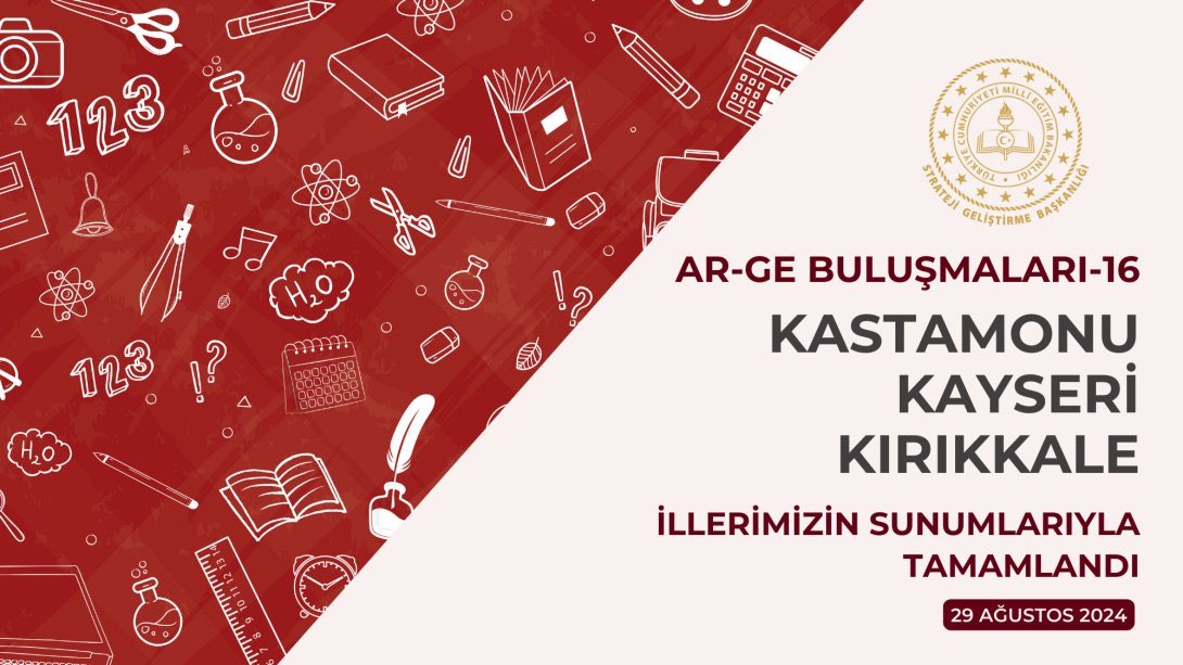 AR-GE Buluşmalarının on altıncısı 81 ilden öğretmenlerimizin katılımlarıyla gerçekleştirilmiştir. Programda; Kastamonu, Kayseri ve Kırıkkale AR-GE birimleri çalışmalarına yönelik sunumlarını yaptılar.🇹🇷 

🔗 sgb.meb.gov.tr

<a href="/Yusuf__Tekin/">Yusuf Tekin</a> 
<a href="/kemalsamlioglu/">Kemal ŞAMLIOĞLU</a> 
<a href="/ercanturk28/">Ercan TÜRK</a>