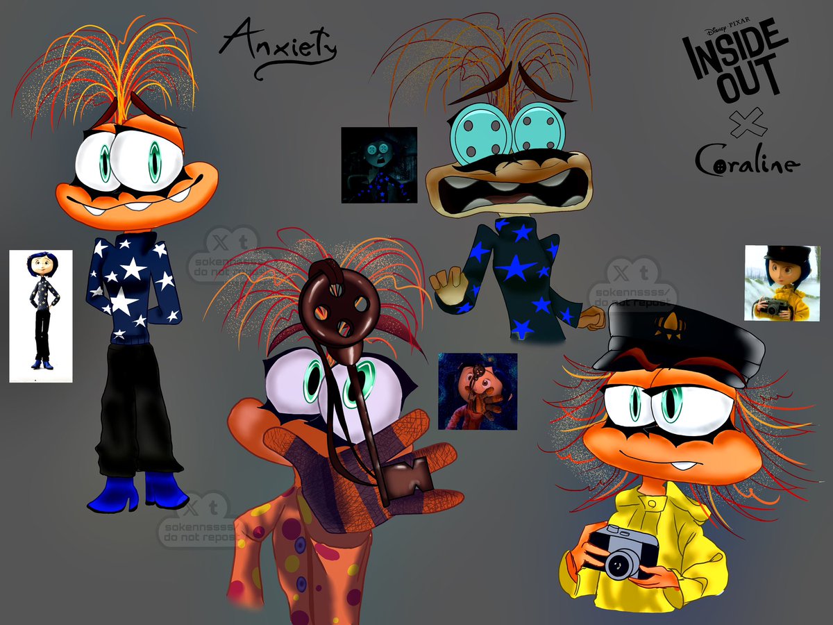 sokennssss's tweet photo. Inside Out🧡 X Coraline🗝️ (PT.1 ?)
I’ve been surrounded by coraline videos on tiktok, so I had this idea and I think it’s coming out so good!
#InsideOut2 #AnxietyInsideOut2 #Coraline #fanart https://t.co/3k73Pawtmv