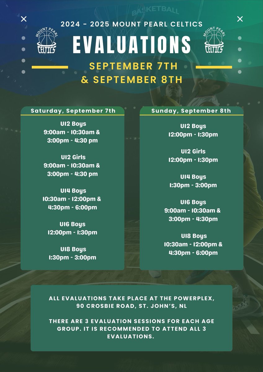 Mt Pearl Basketball (@mpmba1) on Twitter photo Registration is OPEN for evaluations for Mount Pearl Celtics 2024/25 Club Teams. U10 will be posted soon.
<a href="/MPSportAlliance/">MP Sport Alliance</a> <a href="/NewtownElem/">Newtown Elementary</a> <a href="/paradiseelem/">Paradise Elementary</a> <a href="/cowanelementary/">Cowan Heights School</a> <a href="/MQWSchool/">MQW School</a> <a href="/MorrisAcademy1/">Morris Academy</a> <a href="/Goulds_Elem/">Goulds Elementary</a> <a href="/Mount_Pearl/">City of Mount Pearl</a> <a href="/mpipanthers/">MPI</a> <a href="/SPJHPythons/">SPJH</a>
rampregistrations.com/login?v3=a7952β¦ Registration is OPEN for evaluations for Mount Pearl Celtics 2024/25 Club Teams. U10 will be posted soon.
<a href="/MPSportAlliance/">MP Sport Alliance</a> <a href="/NewtownElem/">Newtown Elementary</a> <a href="/paradiseelem/">Paradise Elementary</a> <a href="/cowanelementary/">Cowan Heights School</a> <a href="/MQWSchool/">MQW School</a> <a href="/MorrisAcademy1/">Morris Academy</a> <a href="/Goulds_Elem/">Goulds Elementary</a> <a href="/Mount_Pearl/">City of Mount Pearl</a> <a href="/mpipanthers/">MPI</a> <a href="/SPJHPythons/">SPJH</a>
rampregistrations.com/login?v3=a7952β¦