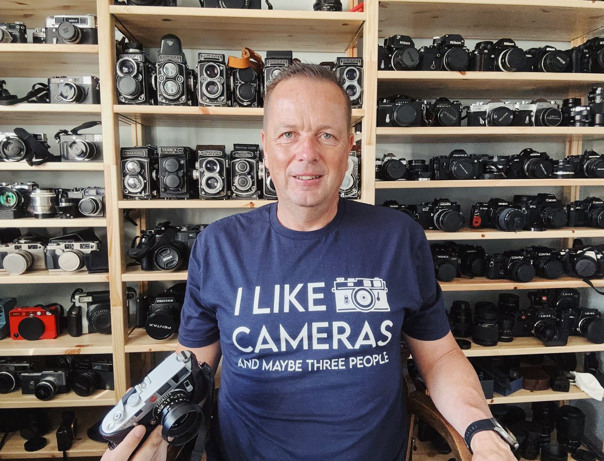 nickdemarco_'s tweet photo. In my camera room - I sometimes fear what is written on the T-shirt may be true!
#camera #cameras #filmcameras #cameracollection #cameracollector #cameragear #selfie https://t.co/cbOeahXKJF