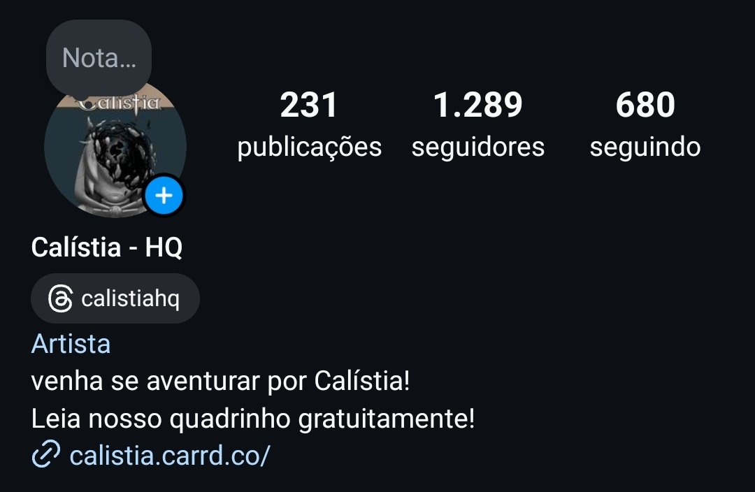 Caso o X suma de uma vez, podem nos encontrar como @calistiahq em qualquer outra rede vizinha! 😃