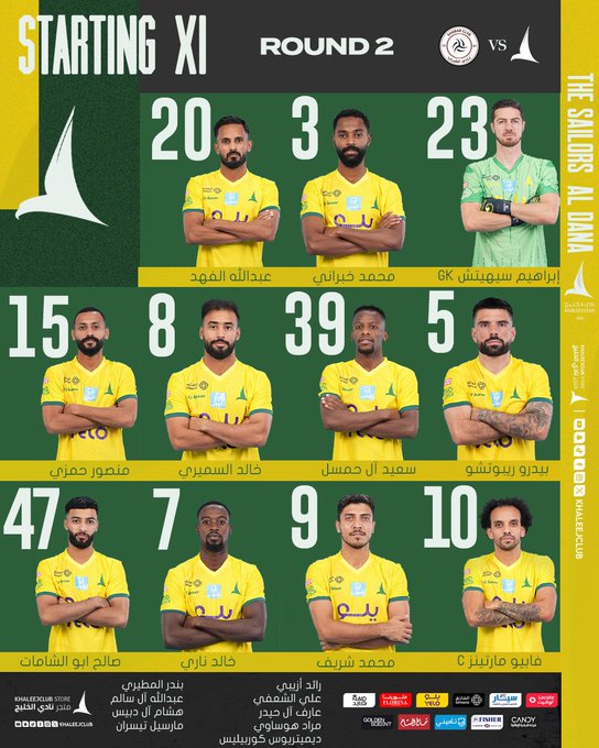 الخليج ضد الشباب.. محمد شريف يقود التشكيل الرسمي في الدورى السعودى