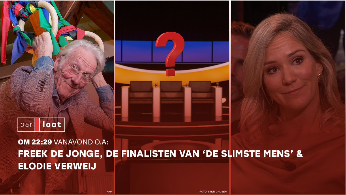 Vanavond bij Jeroen in Bar Laat: spreken we op-één-dag-na-tachtiger Freek de Jonge, neemt De Slimste Mens-finalist Herman van der Zandt een medefinalist mee, hebben we het over levensgevaarlijke fatbikes en praat Elodie Verweij ons bij over de uitgelekte Prinsjesdagplannen.