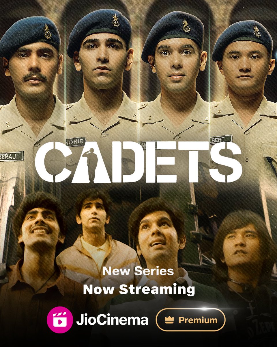 JioCinema (@jiocinema) on Twitter photo A heart-warming story of four Cadets and their unshakable bond from boys to men of honour.
#Cadets, now streaming, exclusively on JioCinema Premium.
<a href="/Viacom18Studios/">Viacom18 Studios</a> <a href="/tippingpoint/">Tipping Point Community</a> <a href="/LeoMediaC/">LeoMediaCollective</a> <a href="/AndhareAjit/">Ajit Andhare</a> @anandtiwari <a href="/BindraAmritpal/">Amritpal Singh Bindra</a> <a href="/Vishwajoy/">Vishwajoy Mukherjee</a> <a href="/adhaar88/">Adhaar</a> <a href="/artofsid/">Siddharth Kumar</a> #Kroy A heart-warming story of four Cadets and their unshakable bond from boys to men of honour.
#Cadets, now streaming, exclusively on JioCinema Premium.
<a href="/Viacom18Studios/">Viacom18 Studios</a> <a href="/tippingpoint/">Tipping Point Community</a> <a href="/LeoMediaC/">LeoMediaCollective</a> <a href="/AndhareAjit/">Ajit Andhare</a> @anandtiwari <a href="/BindraAmritpal/">Amritpal Singh Bindra</a> <a href="/Vishwajoy/">Vishwajoy Mukherjee</a> <a href="/adhaar88/">Adhaar</a> <a href="/artofsid/">Siddharth Kumar</a> #Kroy