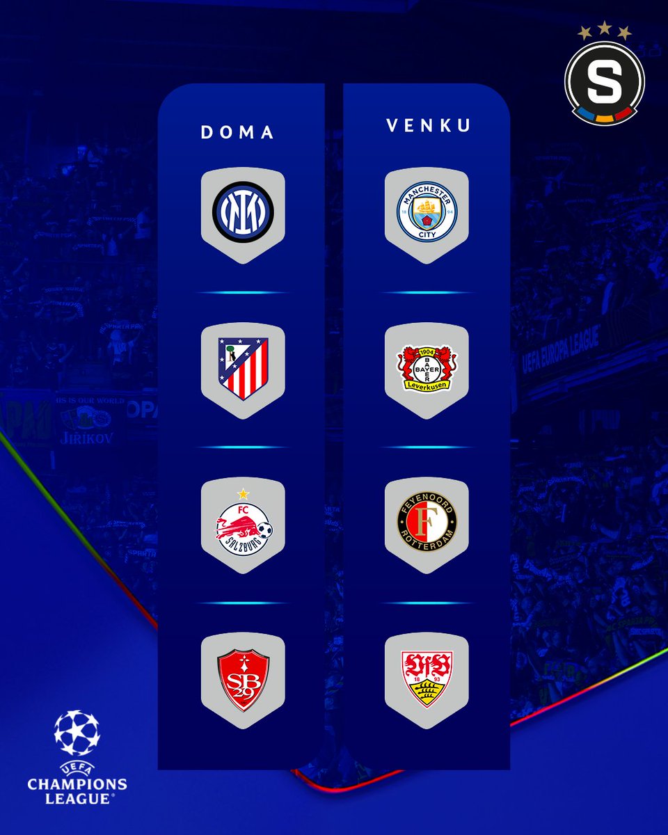 🎲 LOS LIGY MISTRŮ | V ligové fázi milionářské soutěže narazíme na těchto osm soupeřů! ⚔️

Jak jste s losem spokojeni? 🤨

➡️ ac.sparta.cz/dzdyz95t