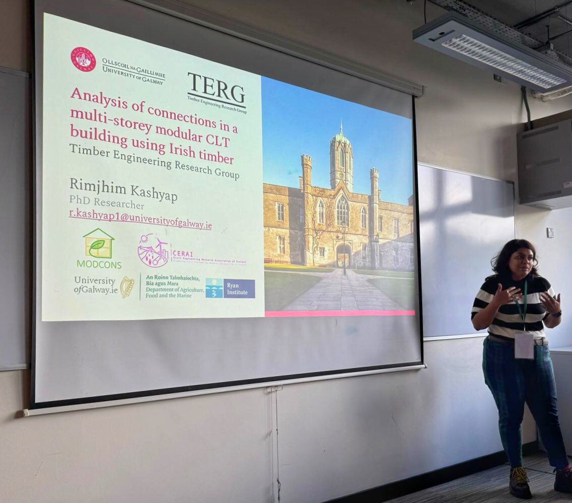 Presented my research on the connection testing of Irish CLT as a part of my PhD and the <a href="/MODCONS_Project/">MODCONS Project</a> at #CERAI2024.
<a href="/TERG_UniGalway/">Timber Engineering Research Group</a> 
<a href="/uniofgalway/">Ollscoil na Gaillimhe | University of Galway</a> 
<a href="/UoGalwayEng/">UoGSchoolofEngineering</a> 
<a href="/STEM_Galway/">STEM at University of Galway</a>