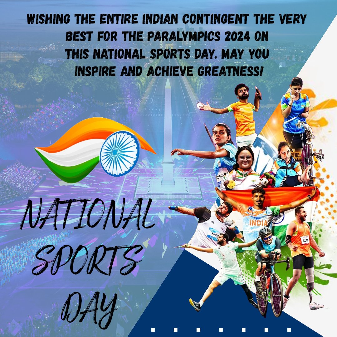 DeepaAthlete's tweet image. On this #NationalSportsDay, I salute the spirit of
 our Indian Contingent competing at the ongoing #ParalympicGames! 🇮🇳🫡
 
@PCI_IN_Official @paralympics @IndiaSports @Media_SAI 

#MachaDhoom #Cheer4Bharat #Paralympics2024 #TeamIndia #Paris2024 #NationalSportsDay2024